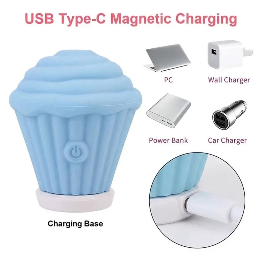 Cupcake Tasarımlı 5 Modlu Şarjlı Klitoral Uyarıcı Mavi